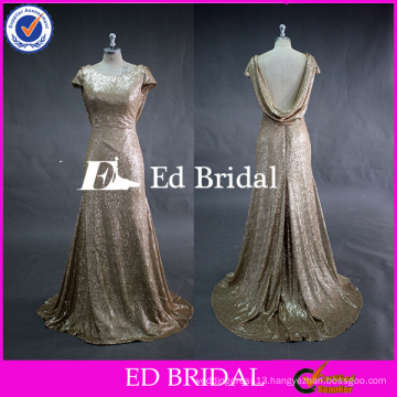 ED Bridal Fashionable Wholesale Price Long Cowl Low Back Heavy Sequined Bridesmaid Dress 2017